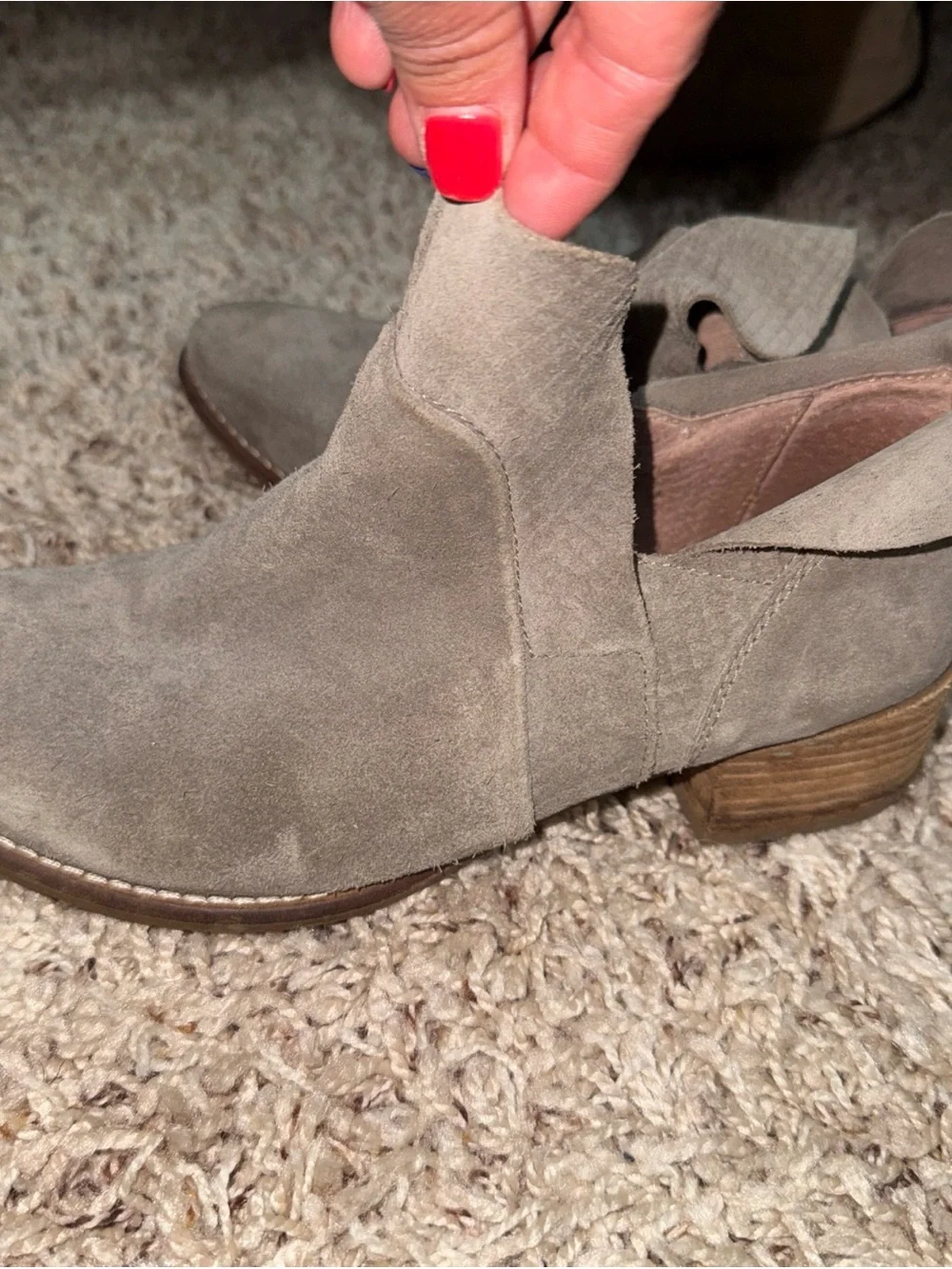 Seychelles Suede Taupe Ankle Booties with Fold-Over Detail